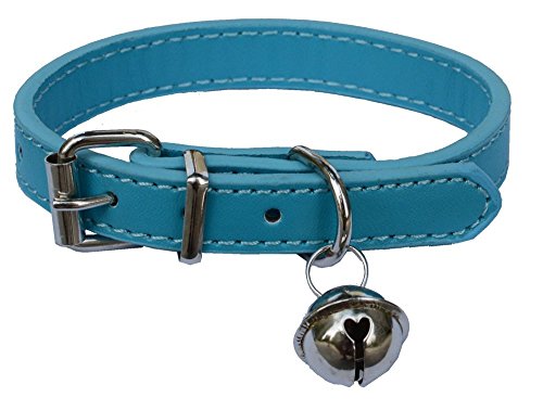 Haustier-Halsband, Leder, für Katzen, Welpen, Hunde, von 20,3 cm -26,7 cm verstellbar von Lanyarco