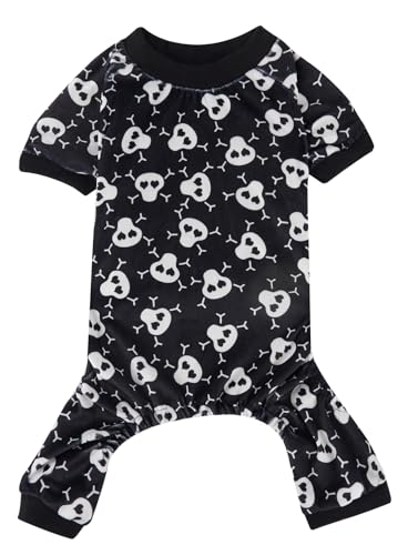 2023 Skelett Schädel Hund Pyjama Kleidung Halloween Haustier Kostüm für Hunde Pyjama Onesie PJS, Rückenlänge 50,8 cm groß von Lanyarco