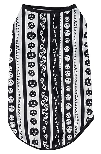 Herbst Hund Halloween Shirts Geist Schädel gestreift Weiß Schwarz Hund T-Shirts Haustier Kleidung X-Large 45,7 cm Rückenlänge von Lanyarco