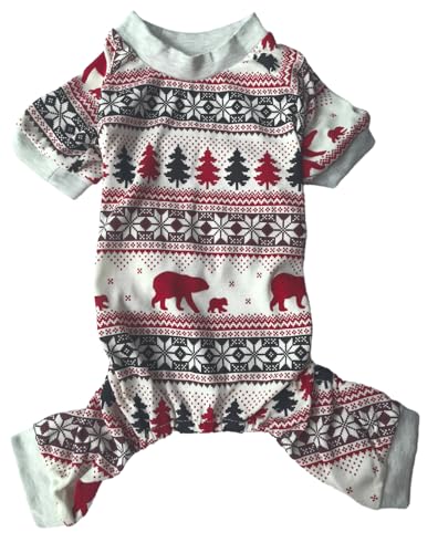 Lanyarco Weihnachtlicher Hunde-Pyjama, Baumwolle, Weihnachtskleidung für kleine Hunde, Bär, Hund, Haustier-Pyjama, Größe M, 40,6 cm Lanyarco Weihnachtlicher Hunde-Pyjama, Baumwolle, Weihnachtskleidung für kleine Hunde, Bär, Hund, Haustier-Pyjama, Größe M, 40,6 cm von Lanyarco