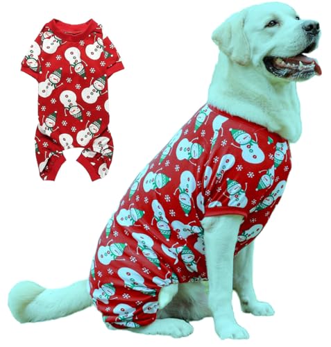 Lanyarco Weihnachtspyjama für große Hunde, Schneemann, Baumwolle, 63,5 cm, Größe XXL, Rot Lanyarco Weihnachtspyjama für große Hunde, Schneemann, Baumwolle, 63,5 cm, Größe XXL, Rot von Lanyarco