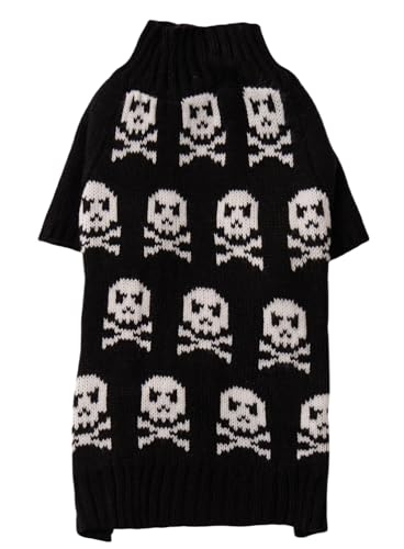 Schwarzes modisches Haustierkostüm, Kleidung, Totenkopf, Halloween-Hundepullover für Hunde, Größe M, 35,6 cm Rücken Schwarzes modisches Haustierkostüm, Kleidung, Totenkopf, Halloween-Hundepullover für Hunde, Größe M, 35,6 cm Rücken von Lanyarco