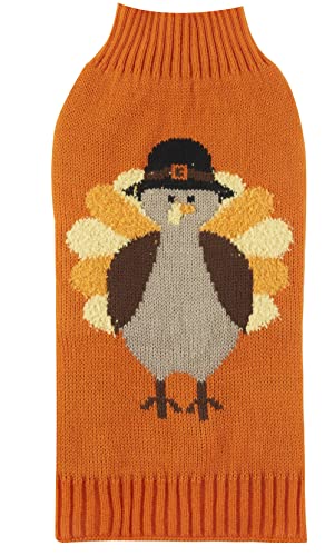 Thanksgiving Pullover für Hunde und Katzen, Größe XS, 22,9 cm, Orange von Lanyarco