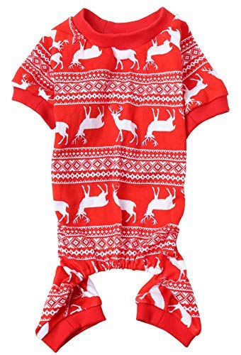 Weihnachtliches Rentier-Kostüm, Baumwolle, für mittelgroße Hunde, Rückenlänge 50,8 cm, Größe L, Rot von Lanyarco