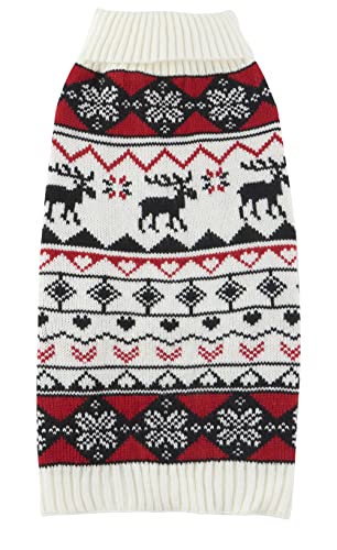 Weiß Rot Ugly Vintage Strick Rentier Urlaub Festliche Weihnachtskleidung Hundekleider Pullover für Hunde Medium M Rückenlänge 35,6 cm Weiß Rot Ugly Vintage Strick Rentier Urlaub Festliche Weihnachtskleidung Hundekleider Pullover für Hunde Medium M Rückenlänge 35,6 cm von Lanyarco