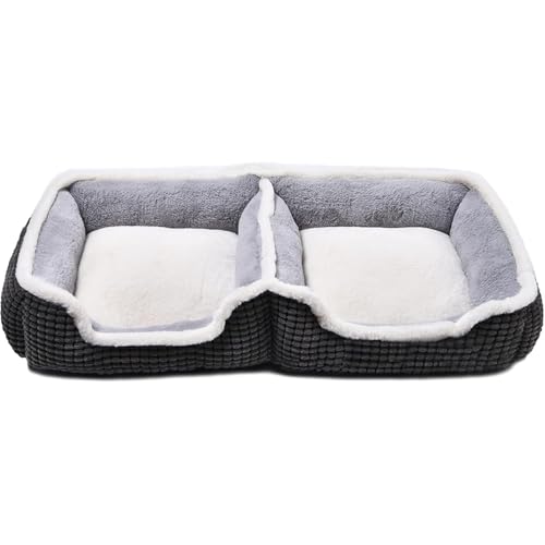Hundebetten für zwei kleine Hunde, Doppel-Katzenbetten für Wohnungskatzen, waschbar, superweich, langlebig, Kätzchenbett und Welpenbett, rutschfeste und wasserabweisende Unterseite, luxuriöses, Hundebetten für zwei kleine Hunde, Doppel-Katzenbetten für Wohnungskatzen, waschbar, superweich, langlebig, Kätzchenbett und Welpenbett, rutschfeste und wasserabweisende Unterseite, luxuriöses, von Laojin Balhen