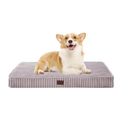 Orthopädische Hundebetten für mittelgroße und kleine Hunde – Plüsch, waschbar mit Eierbox-Schaumstoff, wasserdicht, mit abnehmbarem Bezug und rutschfester Unterseite, bequem, gestreiftes Hundebett für Orthopädische Hundebetten für mittelgroße und kleine Hunde – Plüsch, waschbar mit Eierbox-Schaumstoff, wasserdicht, mit abnehmbarem Bezug und rutschfester Unterseite, bequem, gestreiftes Hundebett für von Laojin Balhen