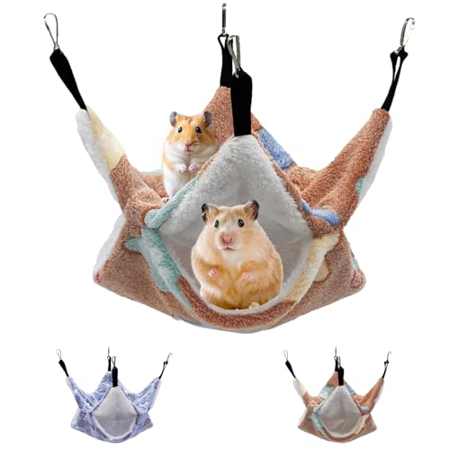 LaresDay Süße Mode Warme Kleintier Hängematte mit Nestfunktion –Atmungsaktives Hängebett für Hamster, Meerschweinchen & Nagetiere | Käfigzubehör für Ruheplatz & Schlafhöhle (Kaffee) von LaresDay