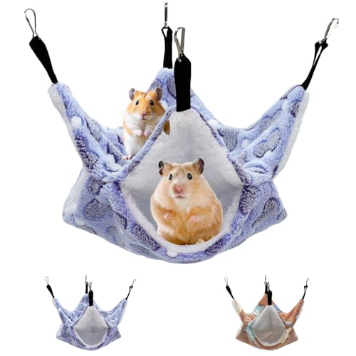 LaresDay Süße Mode Warme Kleintier Hängematte mit Nestfunktion –Atmungsaktives Hängebett für Hamster, Meerschweinchen & Nagetiere | Käfigzubehör für Ruheplatz & Schlafhöhle (Violett) von LaresDay
