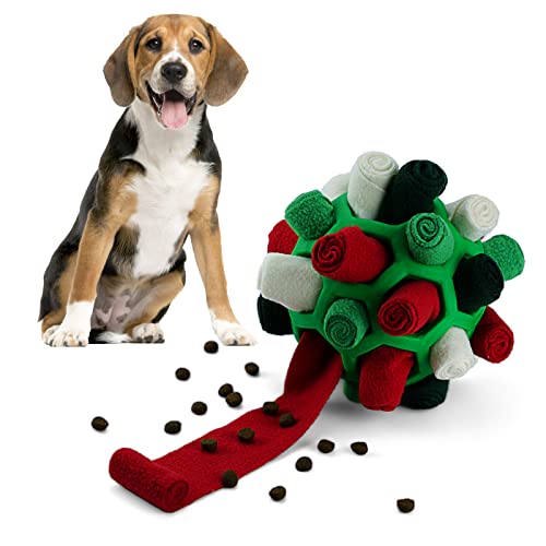 Larimuer Schnüffelball für Hunde, Schnüffelteppich Schnüffelspielzeug Interaktive Hundespielzeug tragbarer Haustier Snuffle Ball Toy für Kleine Mittelgroße Hunde Haustier (Grüne Weihnachten) von Larimuer