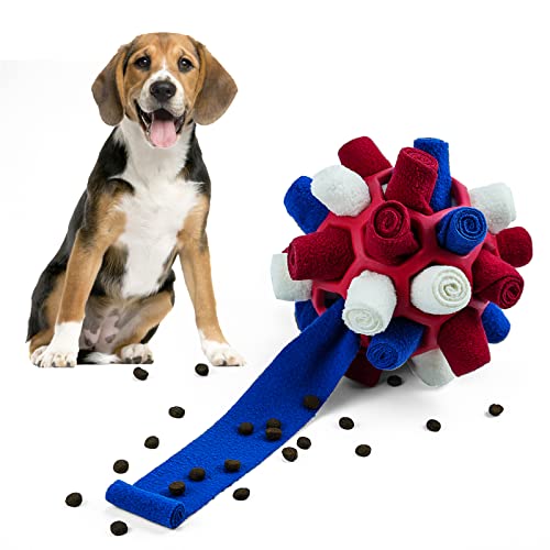 Larimuer Schnüffelball für Hunde, Schnüffelteppich Schnüffelspielzeug Interaktive Hundespielzeug tragbarer Haustier Snuffle Ball Toy für Kleine Mittelgroße Hunde Haustier (Rot Weiß Blau) von Larimuer