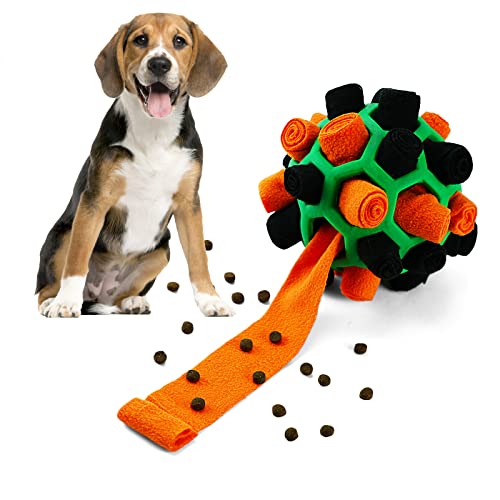 Larimuer Schnüffelball für Hunde, Schnüffelteppich Schnüffelspielzeug Interaktive Hundespielzeug tragbarer Haustier Snuffle Ball Toy für Kleine Mittelgroße Hunde Haustier (Orange und Schwarz) von Larimuer