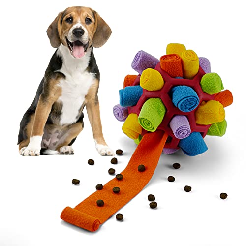 Larimuer Schnüffelball für Hunde, Schnüffelteppich Schnüffelspielzeug Interaktive Hundespielzeug tragbarer Haustier Snuffle Ball Toy für Kleine Mittelgroße Hunde Haustier (Rot und Regenbogen) von Larimuer