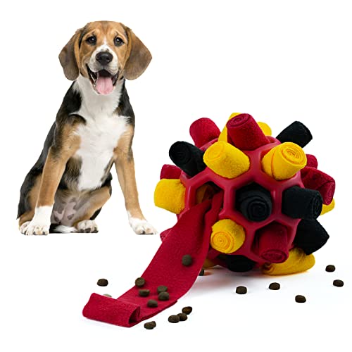 Larimuer Schnüffelball für Hunde, Schnüffelteppich Schnüffelspielzeug Interaktive Hundespielzeug tragbarer Haustier Snuffle Ball Toy für Kleine Mittelgroße Hunde Haustier (Schwarz Rot Gold) von Larimuer