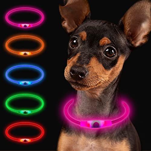 Larkumio Leuchthalsband Hund Aufladbar LED Hundehalsband Leuchtend, Halsband Hund mit Einstellbarer Länge für Kleine Große Hunde Katze, Welpenhalsband Dog Collar Wasserdicht mit 3 Leuchtmodi, Rosa Larkumio Leuchthalsband Hund Aufladbar LED Hundehalsband Leuchtend, Halsband Hund mit Einstellbarer Länge für Kleine Große Hunde Katze, Welpenhalsband Dog Collar Wasserdicht mit 3 Leuchtmodi, Rosa von Larkumio