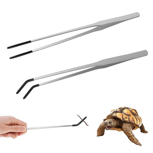 Reptilien-Futterzange mit langem Griff, robust, lange Pinzette, gummierte Spitze, gerade und gebogen, extra Pinzette, Reptilienzange, Aquariumzange, Terrarium, Futterstation für Aquarium, 2 Stück Reptilien-Futterzange mit langem Griff, robust, lange Pinzette, gummierte Spitze, gerade und gebogen, extra Pinzette, Reptilienzange, Aquariumzange, Terrarium, Futterstation für Aquarium, 2 Stück von Larrel
