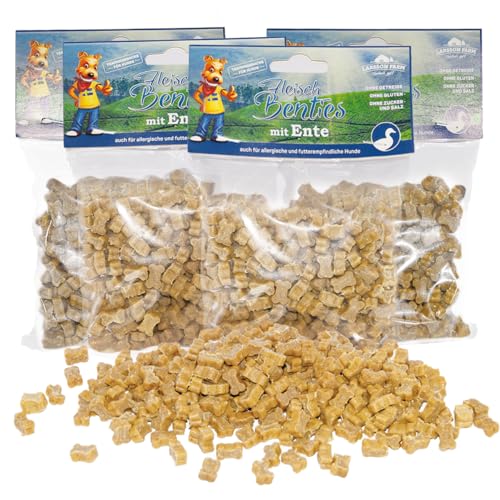 Larsson | Hunde Leckerlis Getreide- und Glutenfrei, 4er Set Fleisch Ente Benties, Leckerli Hund, Hundesnacks für große und kleine Hunde, 4x150g Leckerlibeutel von Larsson