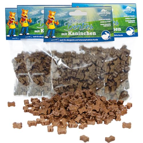 Larsson | Hunde Leckerlis Getreide- und Glutenfrei, 4er Set Kaninchen Fleisch Benties Leckerli Hund, Hundesnacks für große und kleine Hunde, 4x150g Leckerlibeutel von Larsson