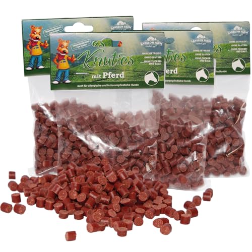 Larsson | Hunde Leckerlis Getreide- und Glutenfrei, 4er Set Kartoffel-Pferd Knuties, Leckerli Hund, Hundesnacks für große und kleine Hunde, 4x150g Leckerlibeutel von Larsson