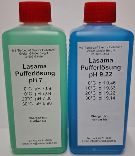 Lasama Pufferlösung/Eichlösung Set je 100 ml pH7 + pH9,22 Kalibrierlösung von Lasama