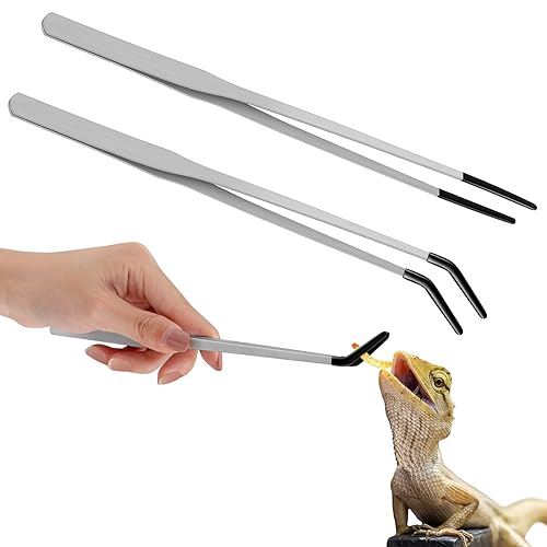 Lasnten Extra lange Edelstahl-Futterzange für Reptilien mit Gummispitze, Bartdrache, Aquarium, gerade und gebogen, lange Pinzette, Terrarium, Futterspender für Aquarium, silberfarben, 25,4 cm, 26,7 Lasnten Extra lange Edelstahl-Futterzange für Reptilien mit Gummispitze, Bartdrache, Aquarium, gerade und gebogen, lange Pinzette, Terrarium, Futterspender für Aquarium, silberfarben, 25,4 cm, 26,7 von Lasnten