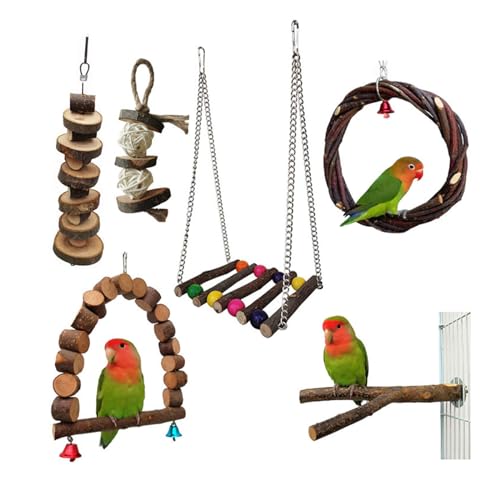 Haustier Vogel Klettern Spielzeug Set Für Vögel Pet Klettern Dekoration Schaukel Training Barsch Papageien Käfig Spielzeug Gym Kauspielzeug Playstand Vogel Schaukeln Für Sittiche von Laspi