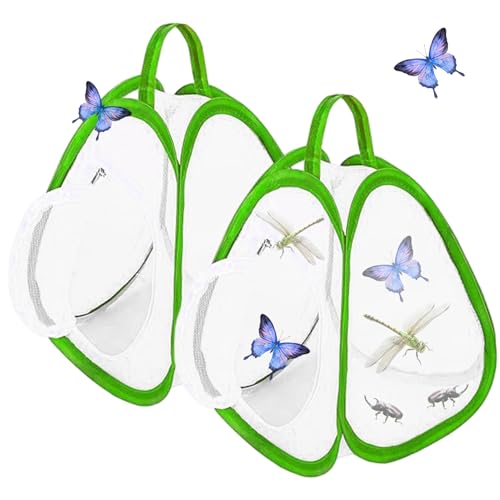 Butterfly Habitat 2PCS 8.8x8x10 Atmungsaktives faltbares Fine Mesh Butterfly Cage mit Griff und Reißverschluss für Kinder beim Spielen außerhalb des Gehäuses Butterfly Habitat 2PCS 8.8x8x10 Atmungsaktives faltbares Fine Mesh Butterfly Cage mit Griff und Reißverschluss für Kinder beim Spielen außerhalb des Gehäuses von Latebebebe