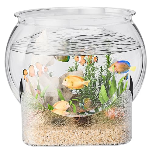 Fischschüssel klare unzerbrechliche Plastikfischschale mit Stabiler Basis, einfache Wartung kleines Desktop -Aquarium für Betta Turtlefish von Latebebebe