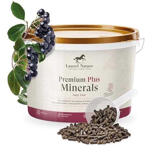 Laurel Nature Premium Plus Minerals 3kg [100% Natur] mineralfutter Pferde, Vitamin c Zink selen, mineralfutter für Junge Pferde/Freizeit/Pferd Senior Snacks Pferde Zubehör von Laurel Nature