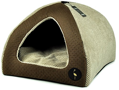 Lauren Design Hundehöhle braun gesteppt/beige | Kuschelhöhle 50X50 cm| Katzenhöhle | Hundebett kleine Hunde Bella von Lauren Design