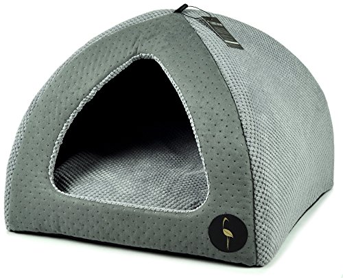 Lauren Design Hundehöhle grau gesteppt/grau | Kuschelhöhle 50X50 cm| Katzenhöhle | Hundebett kleine Hunde Bella von Lauren Design