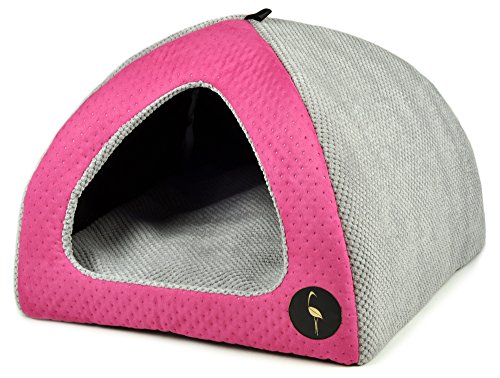 Lauren Design Hundehöhle rosa gesteppt/grau| Katzenhöhle 40x40 cm | Hundebett | Kuschelhöhle kleine Hunde Bella von Lauren Design