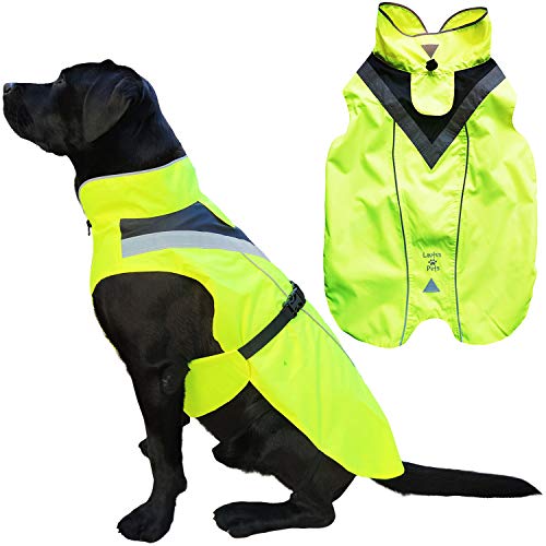 Lautus Pets Hunderegenmantel - Wasserdicht, Reflektierend, Hellgelb mit Geschirrloch (S, Gelb) von Lautus Pets