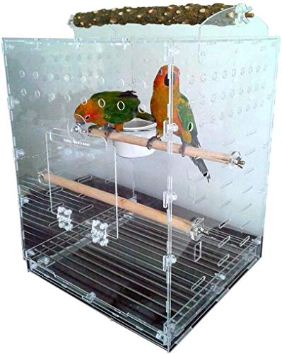 Vogelkäfig Reise-Papageienkäfig, Geschenk für Vogelliebhaber Papageienkäfige für große Vögel, Acryl-Vogelkäfig für den Haushalt (durchsichtig, 27 cm) von Lavendre