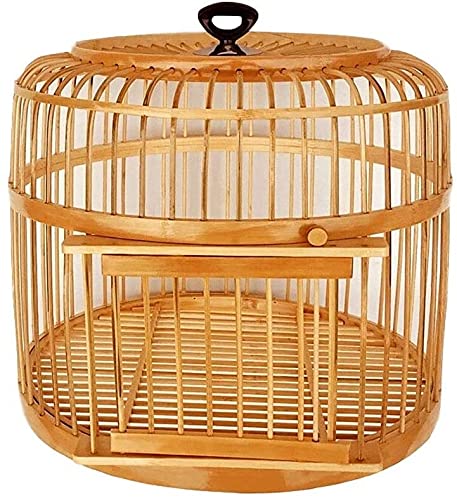 Vogelkäfig Reise Papageienkäfig, Geschenk für Vogelliebhaber Vogelhäuschen Handgefertigter Vogelkäfig Bambus Top Hanging Ring Geeignet (Gelb) von Lavendre