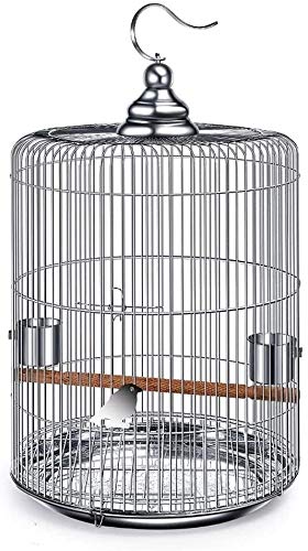 Vogelkäfig Reise Papageienkäfig, Geschenk für Vogelliebhaber Vogelhäuschen Metall Edelstahl runder Käfig (OneColor 31cm hoch) von Lavendre