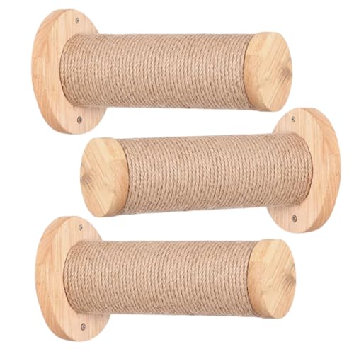 3PCS -Katzenkratzer nach dem Austausch, horizontale natürliche Holzkatze Kratzer -Post -Ersatz für Innenräume zu Hause von Lawnrden