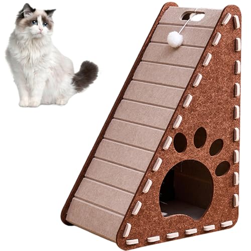 Filzkatze Kratzer dreieckiger Katzenkratzer mit Plüschkugel und Innenbett, das Kratzfeste Kratzer für für Innen-, Kamel und Grau ist Filzkatze Kratzer dreieckiger Katzenkratzer mit Plüschkugel und Innenbett, das Kratzfeste Kratzer für für Innen-, Kamel und Grau ist von Lawnrden