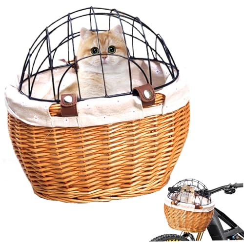 Hunderadkorb 11.8x9.8x13.8 Atmungsaktives Hohl-Out-Katzenrad-Fahrradträger Abnehmbarer Korbrad Bike Frontkorb mit Drahtgitter von Lawnrden