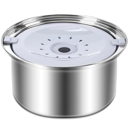 Hundwasserschale ohne Verschüttung, 4L Edelstahlhundwasserspender mit Filter, spritzfreie Anti-Choking-Hunde langsame Trinkfuttermittel für Hunde Katze Home, Auto, Outdoor von Lawnrden