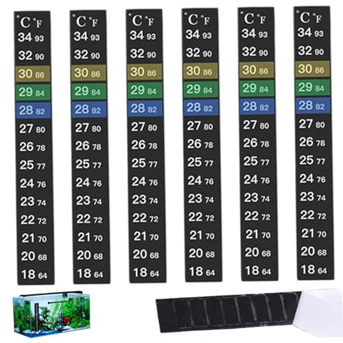 Lawnrden Aquariumthermometer 6 pcs digitales Thermometer Aufkleber Thermochrom Fischtankmesser Thermometer Thermometer für Fischtank, Aquarium und Schildkrötentank 18 ℃ bis 34 ℃ Aquarium -Thermometer von Lawnrden