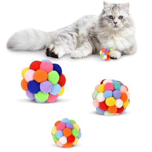 Lawnrden Cat Toy Bugs, 3pcs Bunte weiche Fuzzy-Kugeln, 3 Größen Cat Pom Pom Bälle eingebaute Glocke, interaktives Spielen Kautkätzchen Spielzeug Lawnrden Cat Toy Bugs, 3pcs Bunte weiche Fuzzy-Kugeln, 3 Größen Cat Pom Pom Bälle eingebaute Glocke, interaktives Spielen Kautkätzchen Spielzeug von Lawnrden