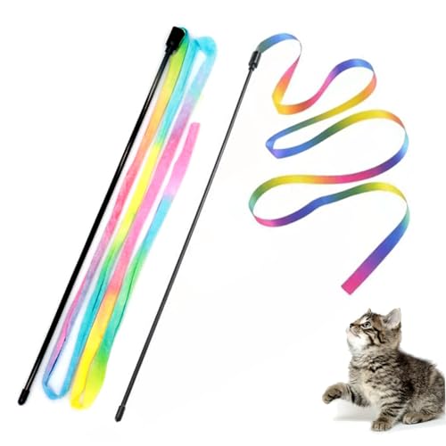 Lawnrden Interaktive Katzenregenbogen -Zauberstabsspielzeug, 2pcs Regenbogenkatzen Zauberstab, Interaktiver Katzen Teaser Zauberstab, Flexibles Training Spielzeug für Innenkatzen und Kätzchen Lawnrden Interaktive Katzenregenbogen -Zauberstabsspielzeug, 2pcs Regenbogenkatzen Zauberstab, Interaktiver Katzen Teaser Zauberstab, Flexibles Training Spielzeug für Innenkatzen und Kätzchen von Lawnrden