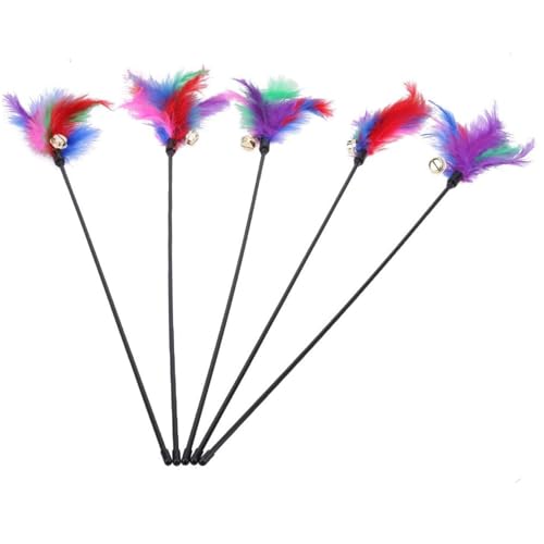 Lawnrden Katzenspielzeugwand, Katzenteaser mit Bell 5pcs 24 Zoll Plastikstab Spielzeug mit farbenfrohen Feder interaktives und unterhaltsames Spielzeug für Innenkätzchen Lawnrden Katzenspielzeugwand, Katzenteaser mit Bell 5pcs 24 Zoll Plastikstab Spielzeug mit farbenfrohen Feder interaktives und unterhaltsames Spielzeug für Innenkätzchen von Lawnrden