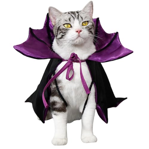 Vampir -Katzenkostüm, Fledermausflügel Cape Pet Halloween Kostüme mit Krawatte, Halloween Cosplay Vampire Umhang für kleine Hunde und Katzen, lila |.Katzenkostüme Vampir -Katzenkostüm, Fledermausflügel Cape Pet Halloween Kostüme mit Krawatte, Halloween Cosplay Vampire Umhang für kleine Hunde und Katzen, lila |.Katzenkostüme von Lawnrden