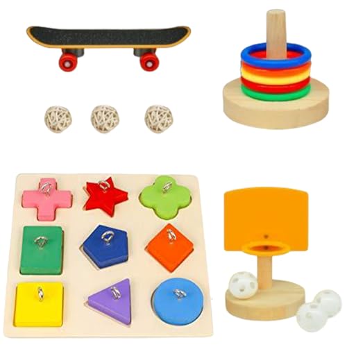 Vogelspielzeug für Sittiche, Papageienspielzeug -Set umfassen Bird -Basketballspielzeug, Vogel -Skateboard, Vogelstapelspielzeug, Papageienholzblock -Rätsel Spielzeug Vogelfutter Kauenspielzeug für V Vogelspielzeug für Sittiche, Papageienspielzeug -Set umfassen Bird -Basketballspielzeug, Vogel -Skateboard, Vogelstapelspielzeug, Papageienholzblock -Rätsel Spielzeug Vogelfutter Kauenspielzeug für V von Lawnrden