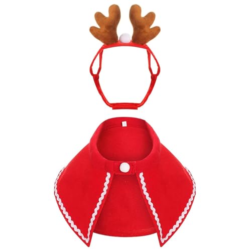 Weihnachtsgentüre Outfit niedliche Haustierkostüme beinhaltet Rentierhut & rot warmes Cape Weihnachtskostüm für Hundekatze Haustier | Haardekoration Weihnachtsgentüre Outfit niedliche Haustierkostüme beinhaltet Rentierhut & rot warmes Cape Weihnachtskostüm für Hundekatze Haustier | Haardekoration von Lawnrden