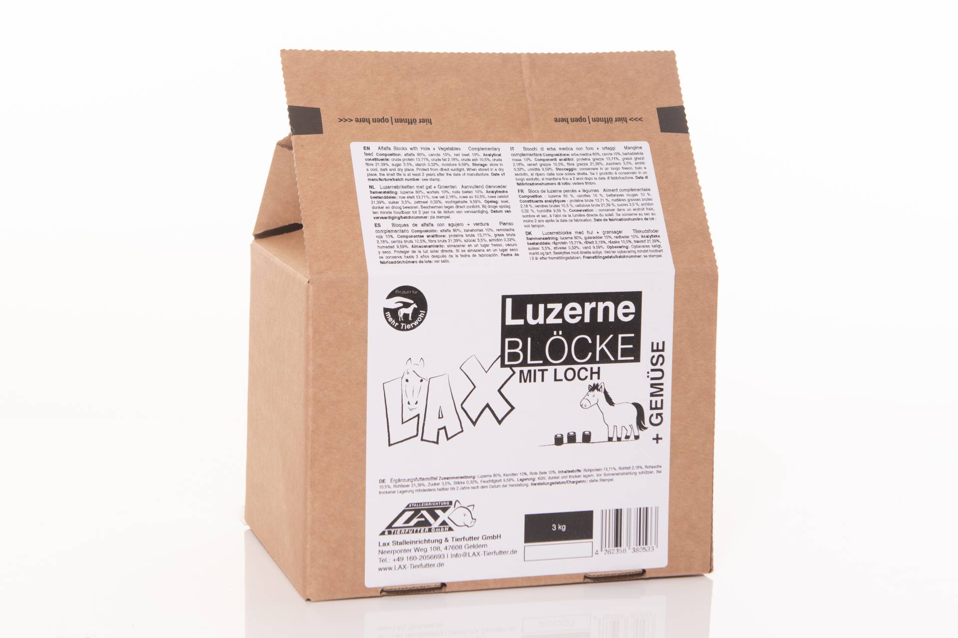 Lax Luzerne + Gemüse Blöcke mit Loch - 3 kg Pack Lax Luzerne + Gemüse Blöcke mit Loch - 3 kg Pack von Lax