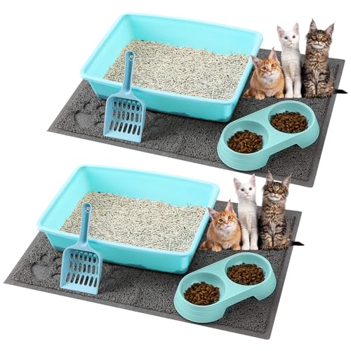 Layhit 8-teiliges Katzentoiletten-Set enthält 2 flache Katzentoilette, 2 Katzenstreuschaufel, 2 Katzennäpfe, 2 Katzentoiletten für kleine Katzen innerhalb von 3 Monaten von Layhit