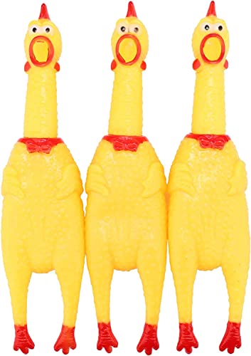 Quietschendes Huhn aus Gummi, 37 cm, lustiges Spielzeug für Hunde, Partygeschenke, Ostereier, Pinata, Streich, Weihnachten, Belohnungen, Karneval, interaktives Spielzeug für Untistress (3 Chikens) von Laytek